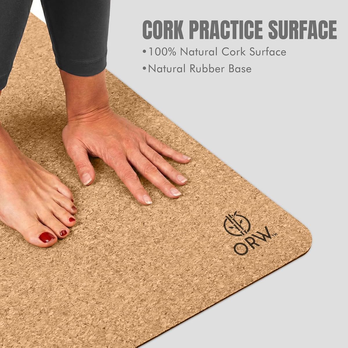 Premium Cork Yoga Mat, Non Slip Natural Rubber, Yoga, Paper Packaging, 72”x24”