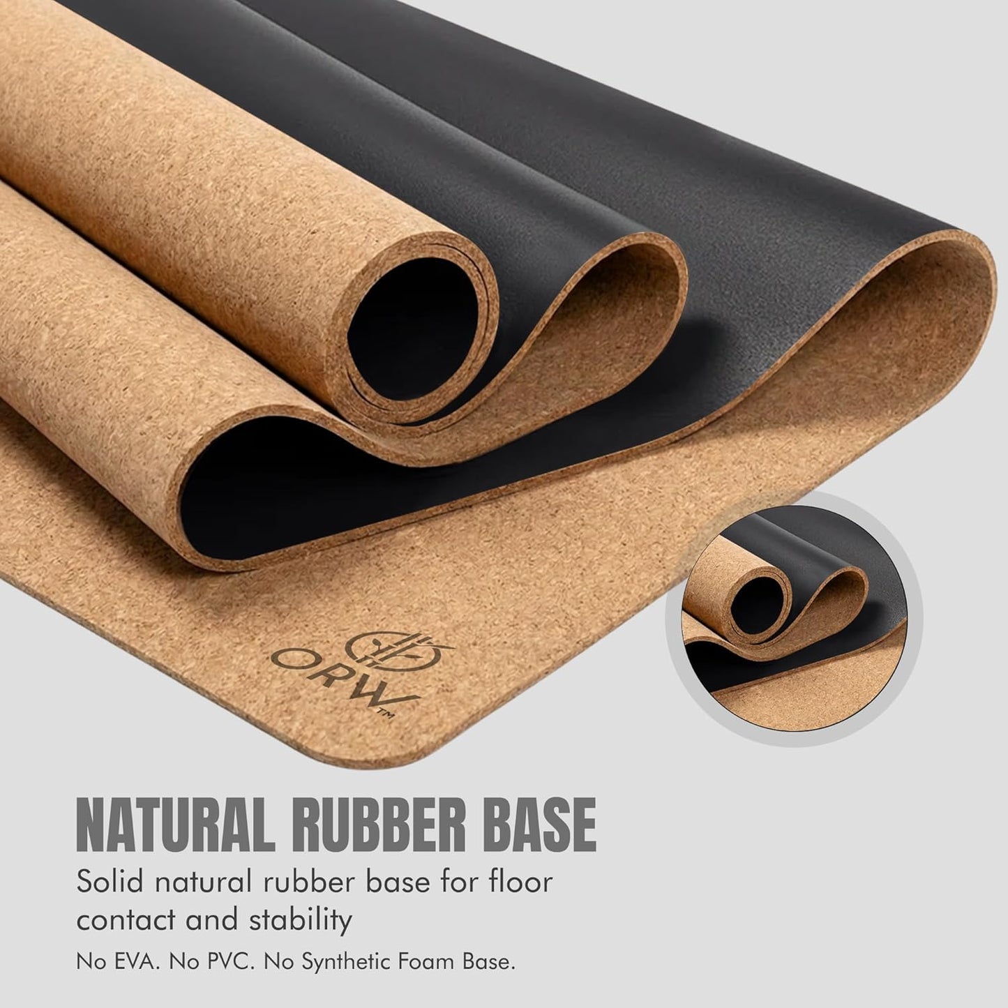 Premium Cork Yoga Mat, Non Slip Natural Rubber, Yoga, Paper Packaging, 72”x24”