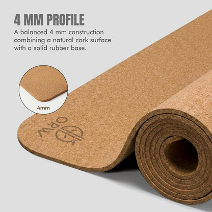 Premium Cork Yoga Mat, Non Slip Natural Rubber, Yoga, Paper Packaging, 72”x24”