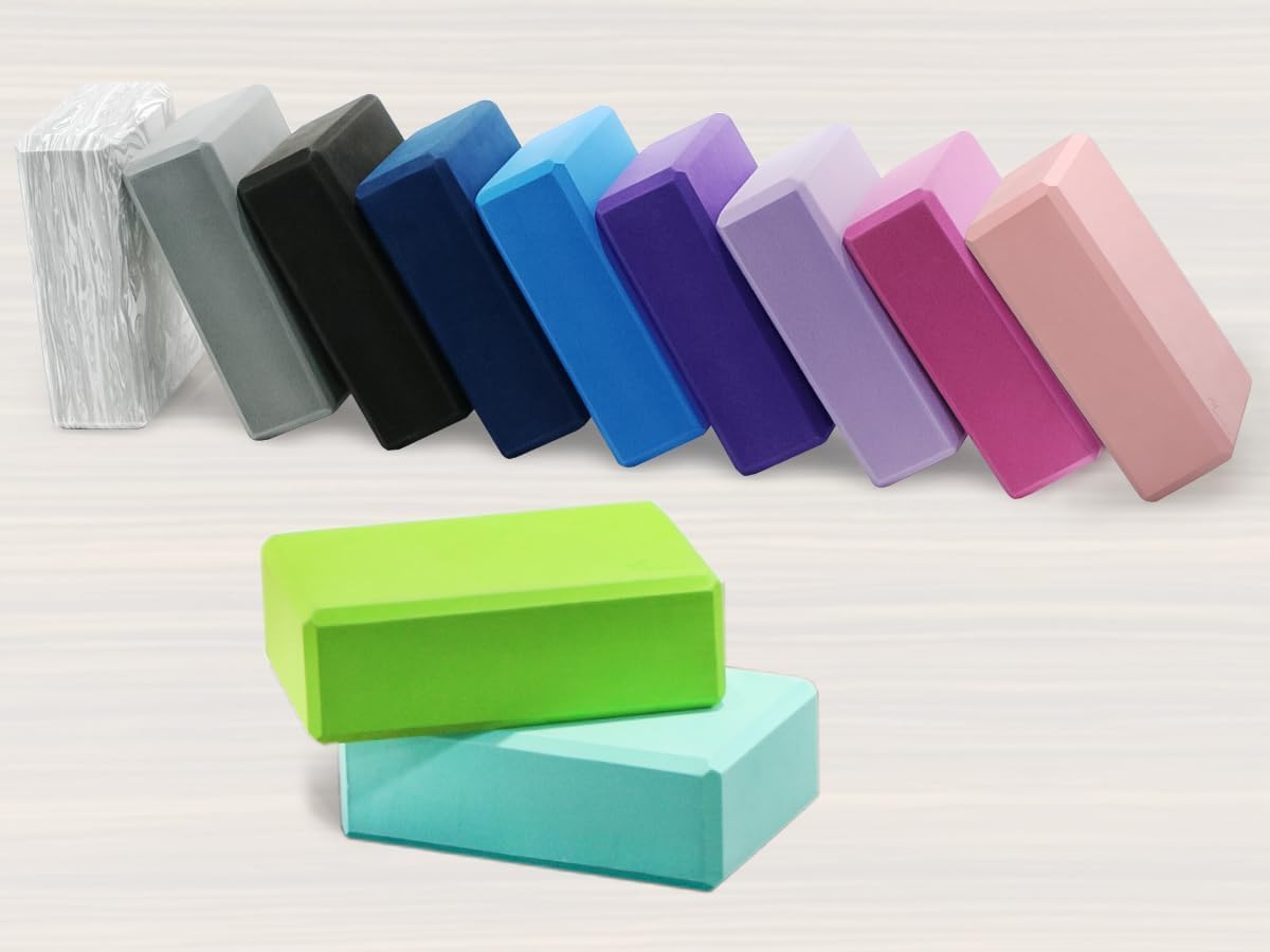 Yoga Blocks 2 pack, Gym Blocks, Exercise Workout Fitness Bricks, Pilates Stretch Handstand Non-Slip