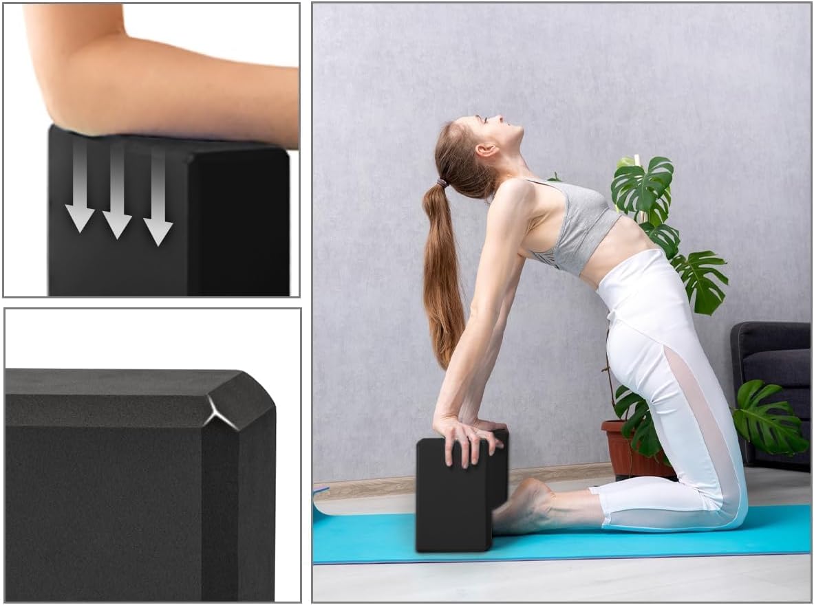 Yoga Blocks 2 pack, Gym Blocks, Exercise Workout Fitness Bricks, Pilates Stretch Handstand Non-Slip