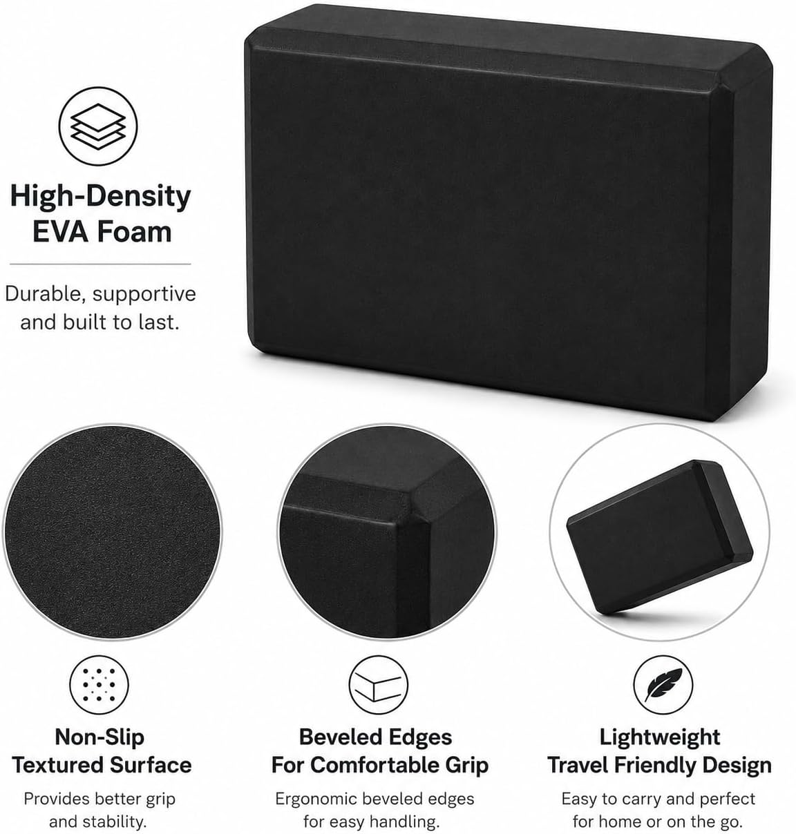 Yoga Blocks 2 pack, Gym Blocks, Exercise Workout Fitness Bricks, Pilates Stretch Handstand Non-Slip