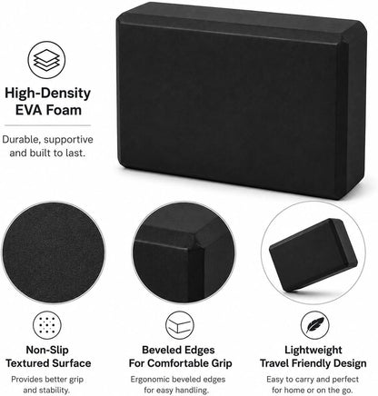 Yoga Blocks 2 pack, Gym Blocks, Exercise Workout Fitness Bricks, Pilates Stretch Handstand Non-Slip
