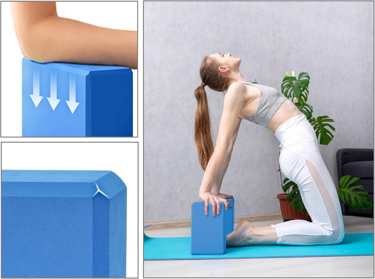 Yoga Blocks 2 pack, Gym Blocks, Exercise Workout Fitness Bricks, Pilates Stretch Handstand Non-Slip