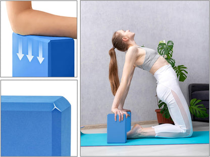 Yoga Blocks 2 pack, Gym Blocks, Exercise Workout Fitness Bricks, Pilates Stretch Handstand Non-Slip