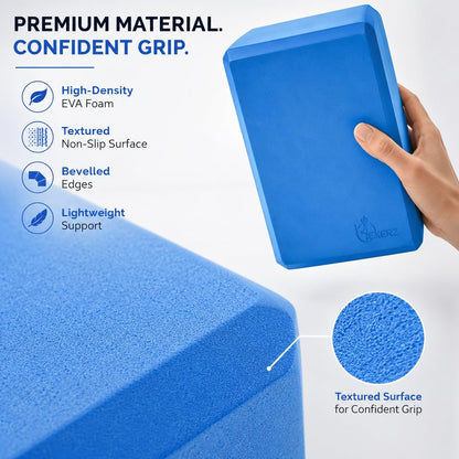 Yoga Blocks 2 pack, Gym Blocks, Exercise Workout Fitness Bricks, Pilates Stretch Handstand Non-Slip