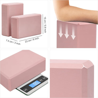Yoga Blocks 2 pack, Gym Blocks, Exercise Workout Fitness Bricks, Pilates Stretch Handstand Non-Slip