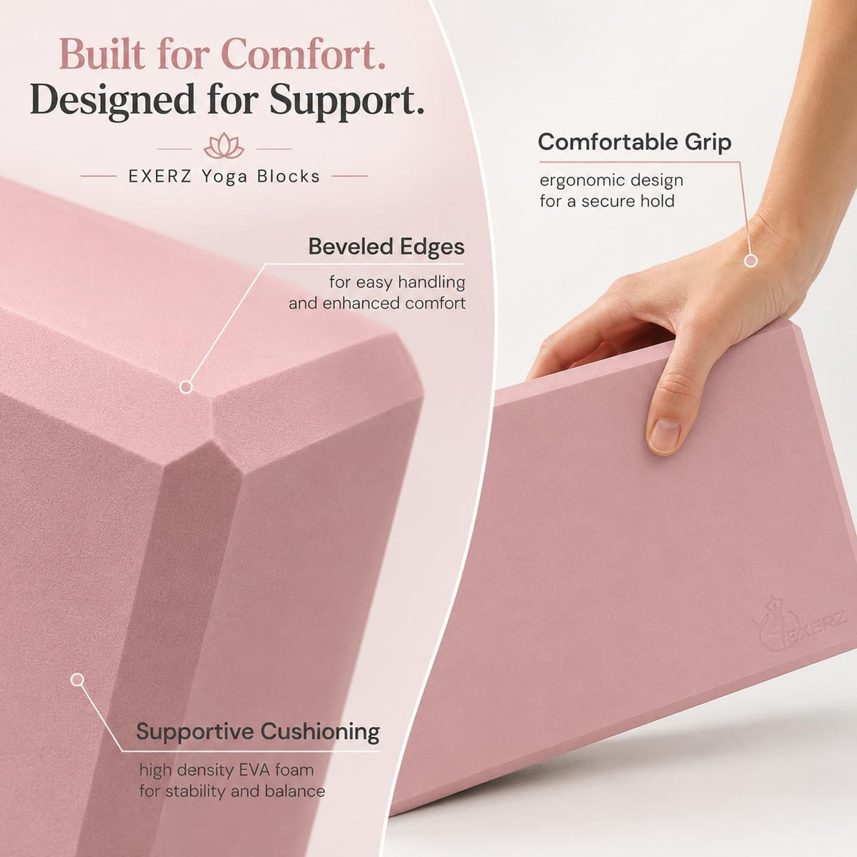 Yoga Blocks 2 pack, Gym Blocks, Exercise Workout Fitness Bricks, Pilates Stretch Handstand Non-Slip