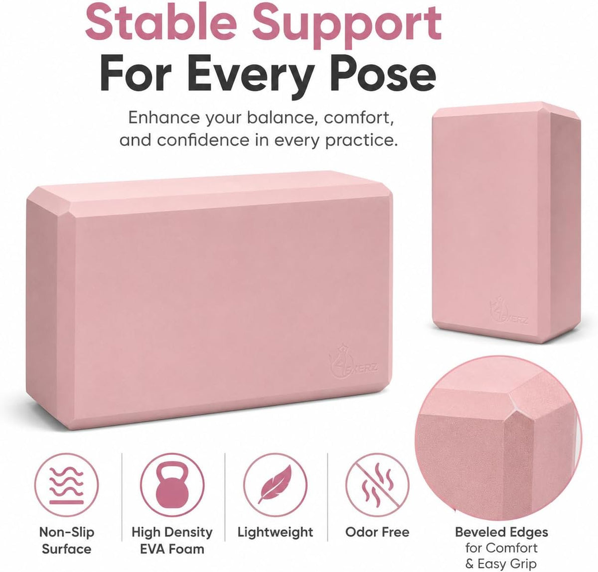 Yoga Blocks 2 pack, Gym Blocks, Exercise Workout Fitness Bricks, Pilates Stretch Handstand Non-Slip