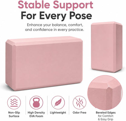 Yoga Blocks 2 pack, Gym Blocks, Exercise Workout Fitness Bricks, Pilates Stretch Handstand Non-Slip