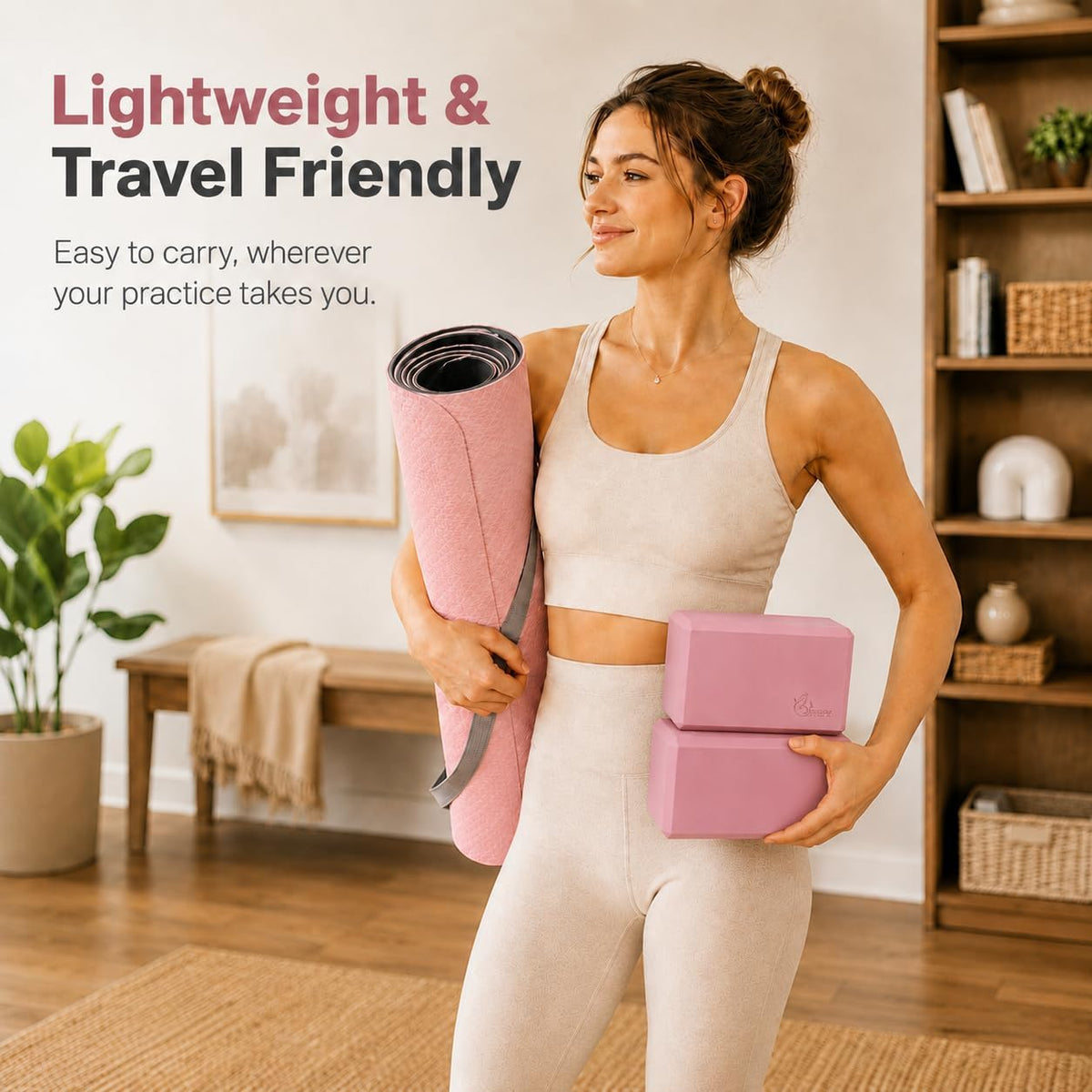 Yoga Blocks 2 pack, Gym Blocks, Exercise Workout Fitness Bricks, Pilates Stretch Handstand Non-Slip