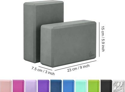 Yoga Blocks 2 pack, Gym Blocks, Exercise Workout Fitness Bricks, Pilates Stretch Handstand Non-Slip