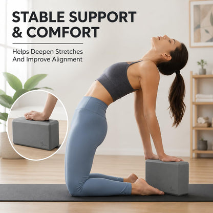 Yoga Blocks 2 pack, Gym Blocks, Exercise Workout Fitness Bricks, Pilates Stretch Handstand Non-Slip