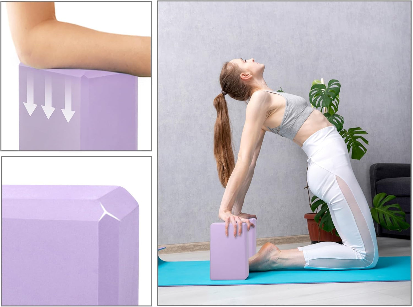 Yoga Blocks 2 pack, Gym Blocks, Exercise Workout Fitness Bricks, Pilates Stretch Handstand Non-Slip