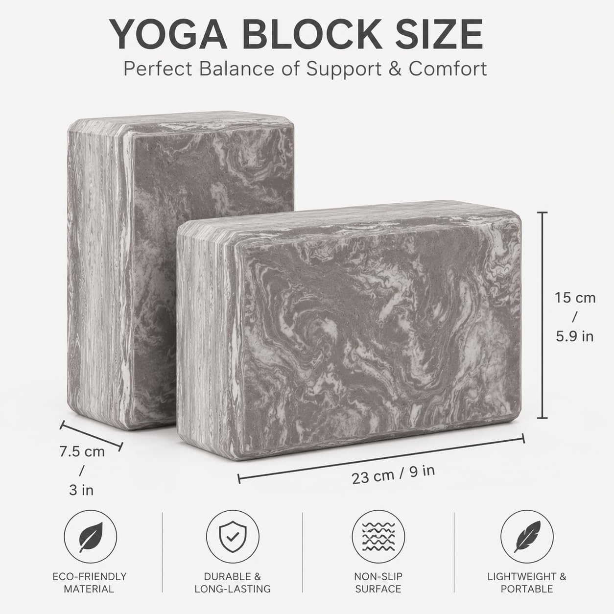 Yoga Blocks 2 pack, Gym Blocks, Exercise Workout Fitness Bricks, Pilates Stretch Handstand Non-Slip