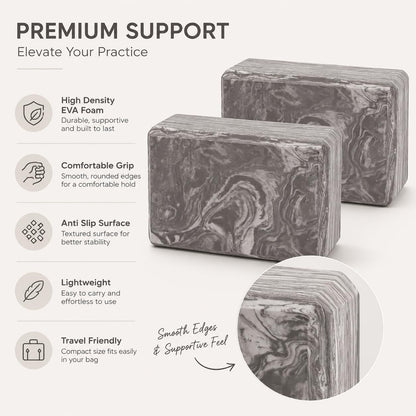 Yoga Blocks 2 pack, Gym Blocks, Exercise Workout Fitness Bricks, Pilates Stretch Handstand Non-Slip