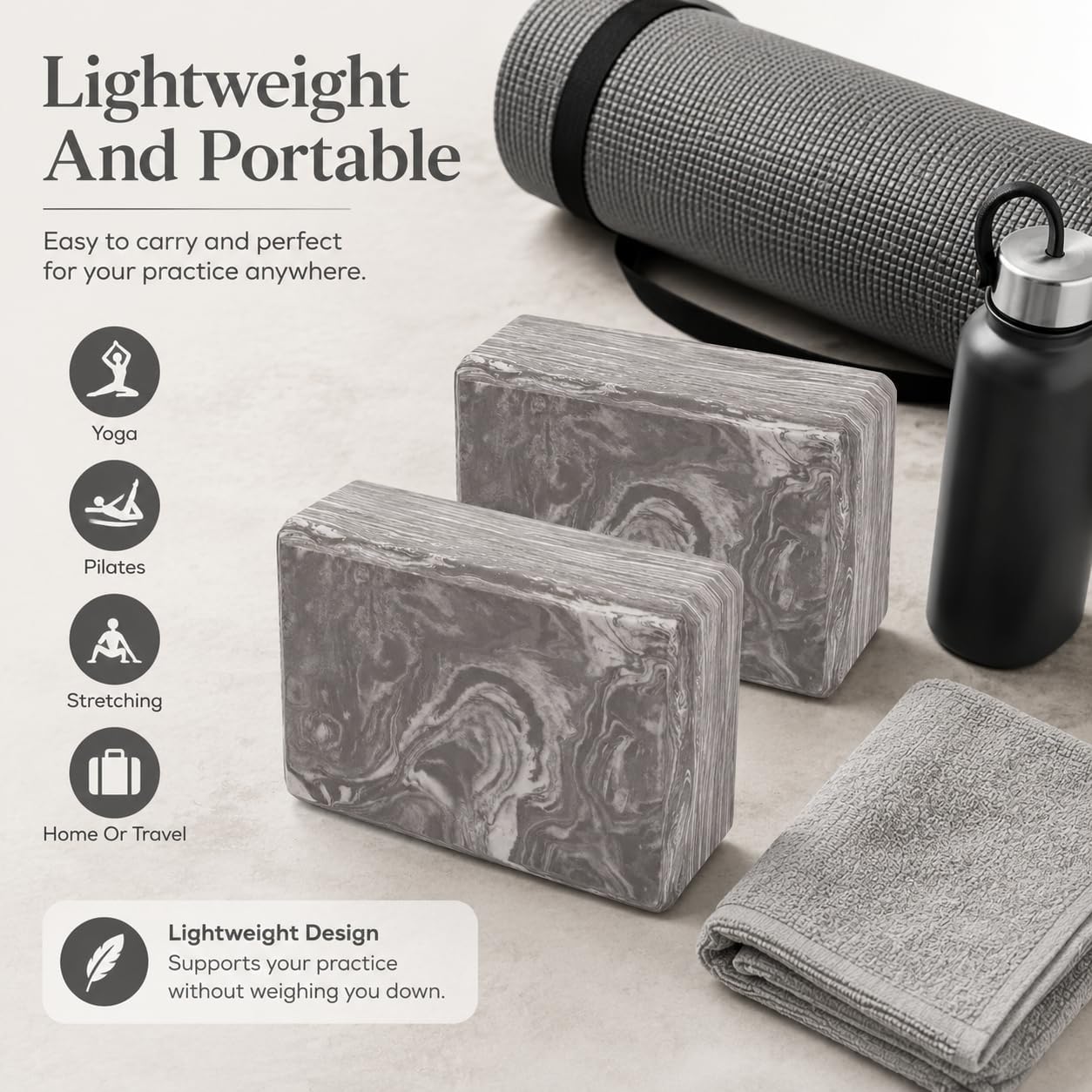 Yoga Blocks 2 pack, Gym Blocks, Exercise Workout Fitness Bricks, Pilates Stretch Handstand Non-Slip