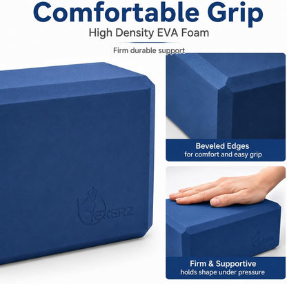 Yoga Blocks 2 pack, Gym Blocks, Exercise Workout Fitness Bricks, Pilates Stretch Handstand Non-Slip