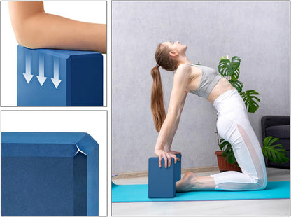 Yoga Blocks 2 pack, Gym Blocks, Exercise Workout Fitness Bricks, Pilates Stretch Handstand Non-Slip