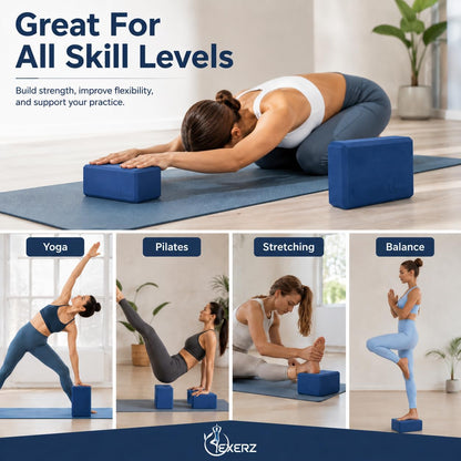 Yoga Blocks 2 pack, Gym Blocks, Exercise Workout Fitness Bricks, Pilates Stretch Handstand Non-Slip