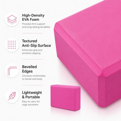 Yoga Blocks 2 pack, Gym Blocks, Exercise Workout Fitness Bricks, Pilates Stretch Handstand Non-Slip