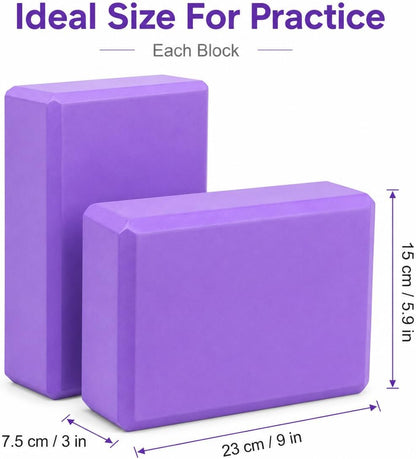 Yoga Blocks 2 pack, Gym Blocks, Exercise Workout Fitness Bricks, Pilates Stretch Handstand Non-Slip