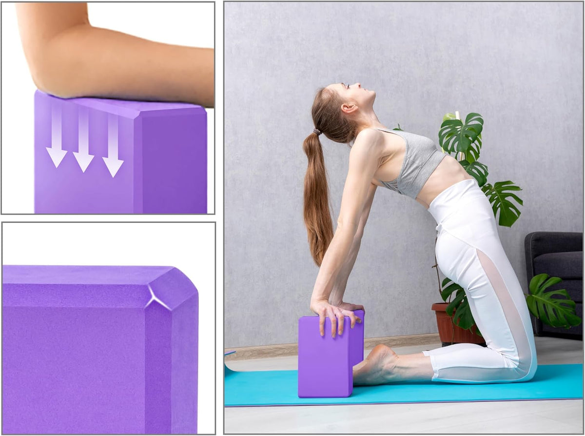 Yoga Blocks 2 pack, Gym Blocks, Exercise Workout Fitness Bricks, Pilates Stretch Handstand Non-Slip