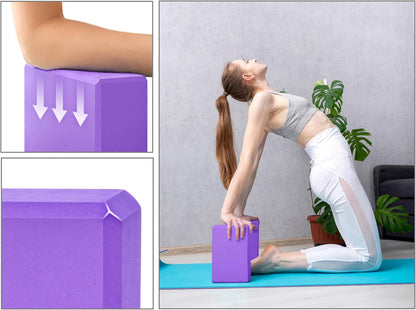 Yoga Blocks 2 pack, Gym Blocks, Exercise Workout Fitness Bricks, Pilates Stretch Handstand Non-Slip