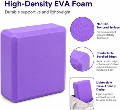 Yoga Blocks 2 pack, Gym Blocks, Exercise Workout Fitness Bricks, Pilates Stretch Handstand Non-Slip