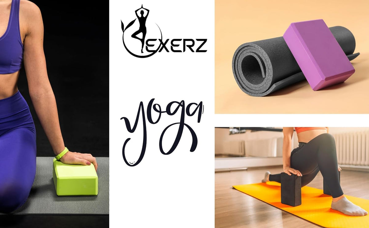 Yoga Blocks 2 pack, Gym Blocks, Exercise Workout Fitness Bricks, Pilates Stretch Handstand Non-Slip