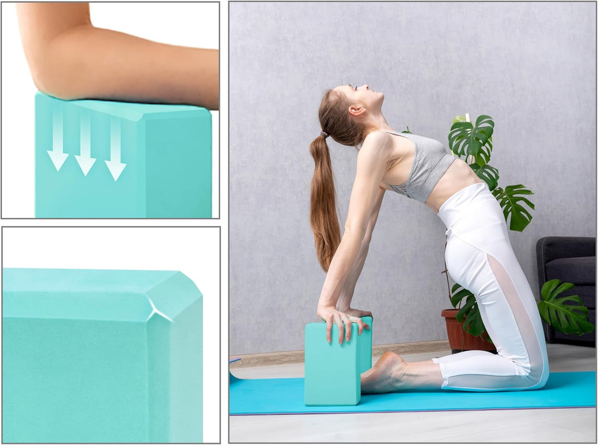 Yoga Blocks 2 pack, Gym Blocks, Exercise Workout Fitness Bricks, Pilates Stretch Handstand Non-Slip
