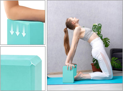 Yoga Blocks 2 pack, Gym Blocks, Exercise Workout Fitness Bricks, Pilates Stretch Handstand Non-Slip