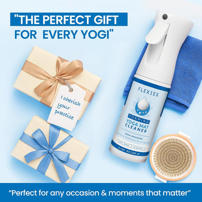 Foaming Yoga Mat Cleaner Spray Kit, Plant Based Non Toxic Mat Cleaner with Brush and Microfiber Cloth, Yoga Essentials for Women and Men, Pilates Mat Care, Lavender