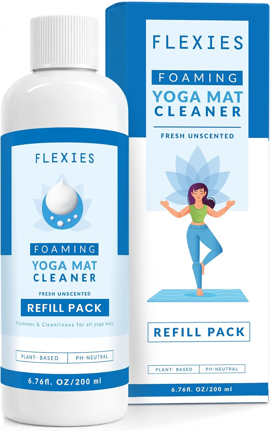 Foaming Yoga Mat Cleaner Spray Kit, Plant Based Non Toxic Mat Cleaner with Brush and Microfiber Cloth, Yoga Essentials for Women and Men, Pilates Mat Care, Lavender