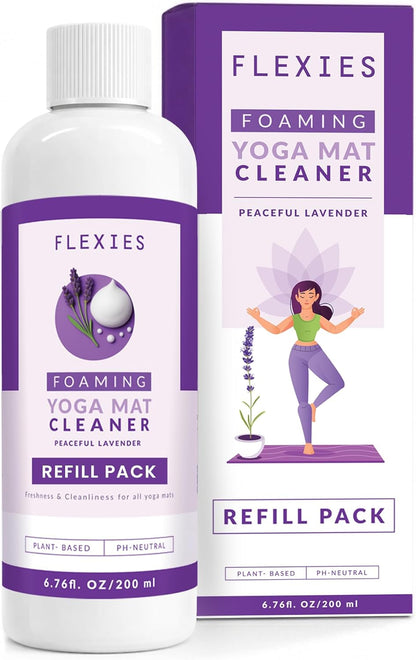 Foaming Yoga Mat Cleaner Spray Kit, Plant Based Non Toxic Mat Cleaner with Brush and Microfiber Cloth, Yoga Essentials for Women and Men, Pilates Mat Care, Lavender