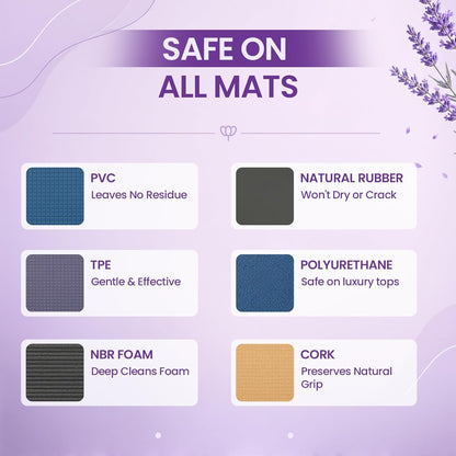 Foaming Yoga Mat Cleaner Spray Kit, Plant Based Non Toxic Mat Cleaner with Brush and Microfiber Cloth, Yoga Essentials for Women and Men, Pilates Mat Care, Lavender
