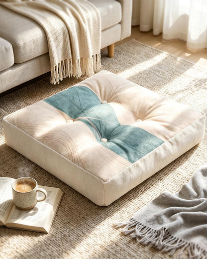 Large Floor Cushion 22x22x5", Tufted Meditation Cushion, Washable Cover | Square Floor Cushion for Adult| Sitting and Relaxing| Durable Zipper| Stylish Modern Home Decor| Yoga Reading & Relaxation