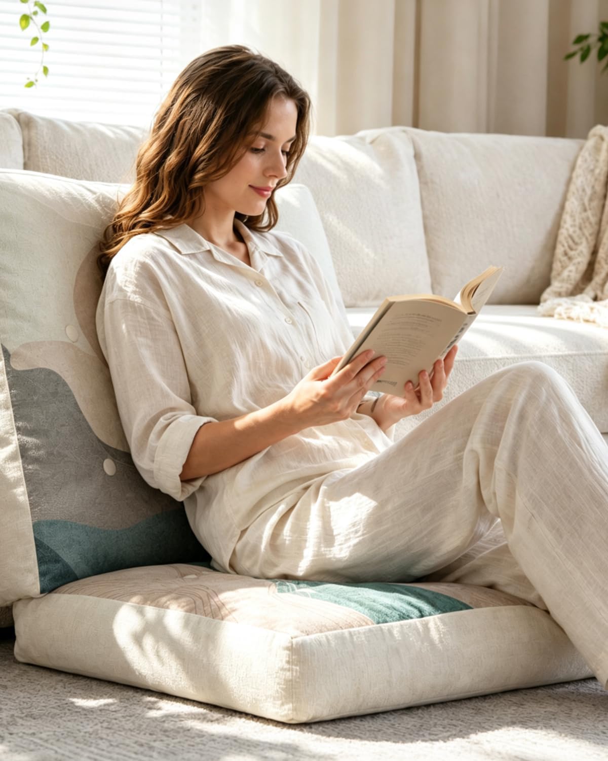 Large Floor Cushion 22x22x5", Tufted Meditation Cushion, Washable Cover | Square Floor Cushion for Adult| Sitting and Relaxing| Durable Zipper| Stylish Modern Home Decor| Yoga Reading & Relaxation