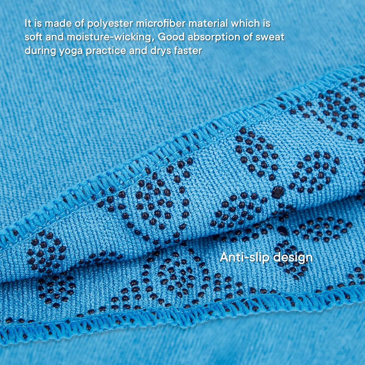 Yoga Towels, Non Slip Hot Yoga Mat Towel with Grip Dots,Super-Absorbent Soft Microfiber Yoga Blanket for Pilates, Fitness and Workout 72inch x 24inch