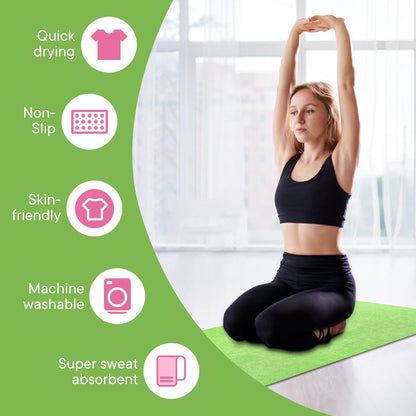 Yoga Towels, Non Slip Hot Yoga Mat Towel with Grip Dots,Super-Absorbent Soft Microfiber Yoga Blanket for Pilates, Fitness and Workout 72inch x 24inch