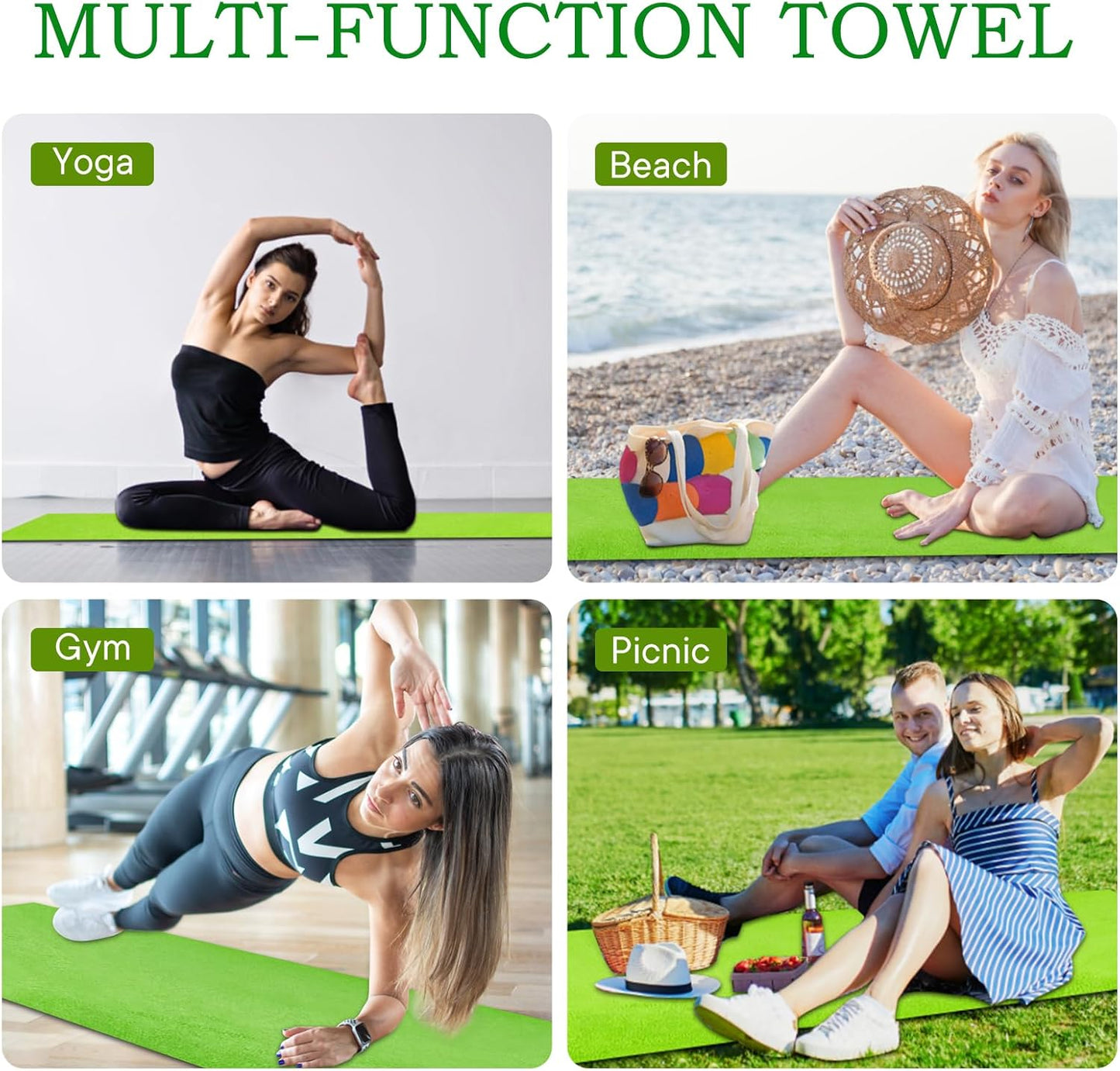 Yoga Towels, Non Slip Hot Yoga Mat Towel with Grip Dots,Super-Absorbent Soft Microfiber Yoga Blanket for Pilates, Fitness and Workout 72inch x 24inch