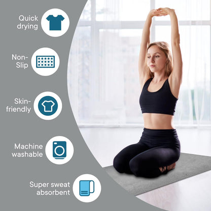 Yoga Towels, Non Slip Hot Yoga Mat Towel with Grip Dots,Super-Absorbent Soft Microfiber Yoga Blanket for Pilates, Fitness and Workout 72inch x 24inch