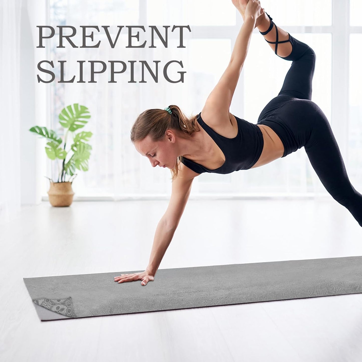 Yoga Towels, Non Slip Hot Yoga Mat Towel with Grip Dots,Super-Absorbent Soft Microfiber Yoga Blanket for Pilates, Fitness and Workout 72inch x 24inch