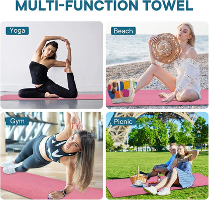 Yoga Towels, Non Slip Hot Yoga Mat Towel with Grip Dots,Super-Absorbent Soft Microfiber Yoga Blanket for Pilates, Fitness and Workout 72inch x 24inch