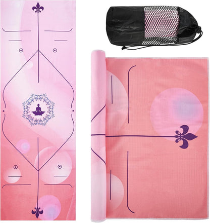 Yoga Towels, Non Slip Hot Yoga Mat Towel with Grip Dots,Super-Absorbent Soft Microfiber Yoga Blanket for Pilates, Fitness and Workout 72inch x 24inch