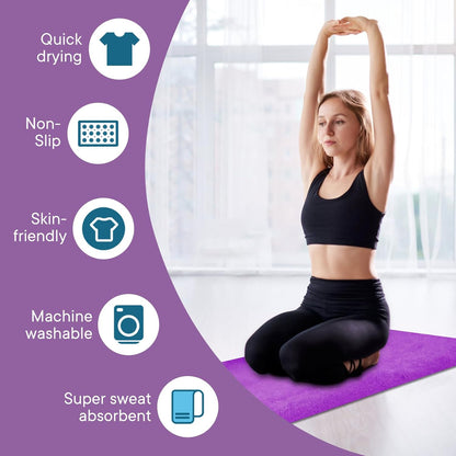 Yoga Towels, Non Slip Hot Yoga Mat Towel with Grip Dots,Super-Absorbent Soft Microfiber Yoga Blanket for Pilates, Fitness and Workout 72inch x 24inch