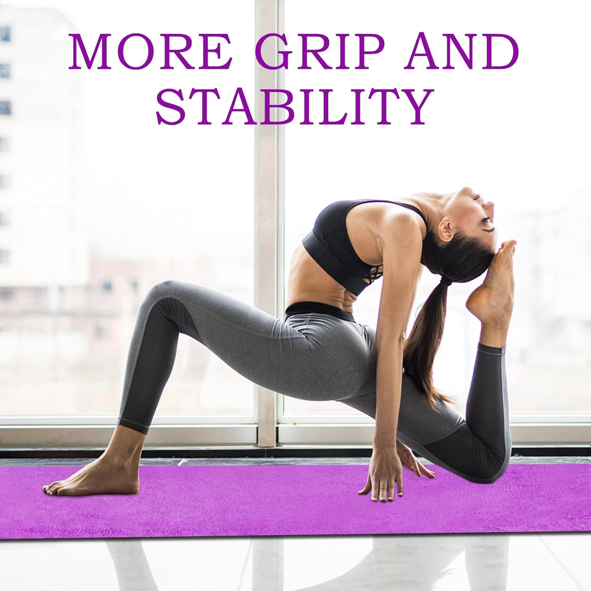 Yoga Towels, Non Slip Hot Yoga Mat Towel with Grip Dots,Super-Absorbent Soft Microfiber Yoga Blanket for Pilates, Fitness and Workout 72inch x 24inch