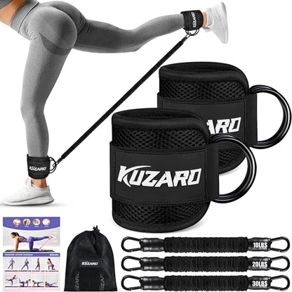 Ankle Resistance Bands with Cuffs, Ankle Weights Bands for Working Out, Women Leg and Glutes Workout Equipment, Exercise Bands for Kickbacks, Butt and Booty Trainer, Home Gym Fitness Equipment