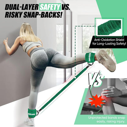 Ankle Resistance Bands with Cuffs, Ankle Weights Bands for Working Out, Women Leg and Glutes Workout Equipment, Exercise Bands for Kickbacks, Butt and Booty Trainer, Home Gym Fitness Equipment
