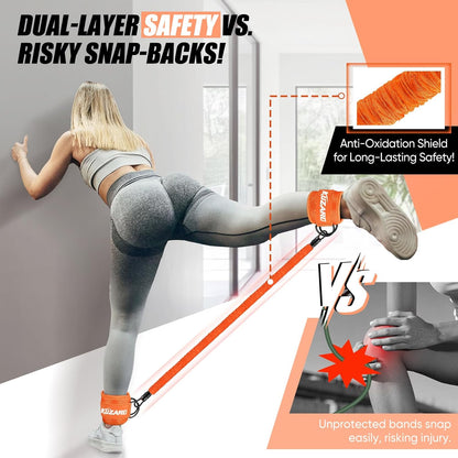 Ankle Resistance Bands with Cuffs, Ankle Weights Bands for Working Out, Women Leg and Glutes Workout Equipment, Exercise Bands for Kickbacks, Butt and Booty Trainer, Home Gym Fitness Equipment